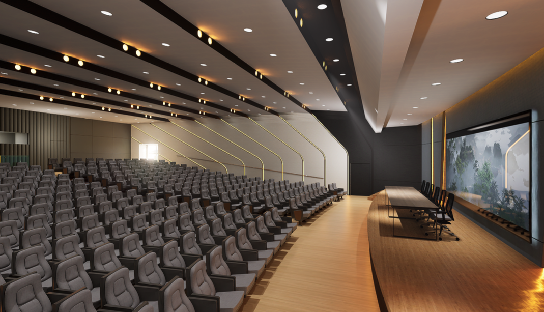 Auditorio del hospital con butacas y presídium